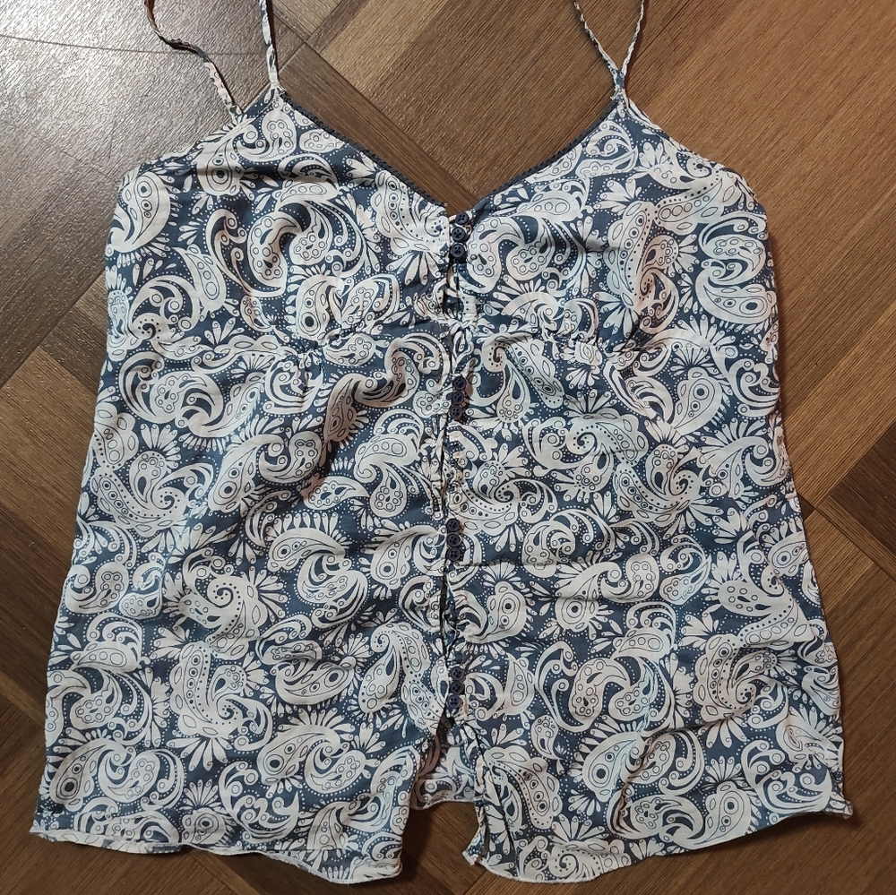 Girl Krazy Blue and White Paisley Camisole